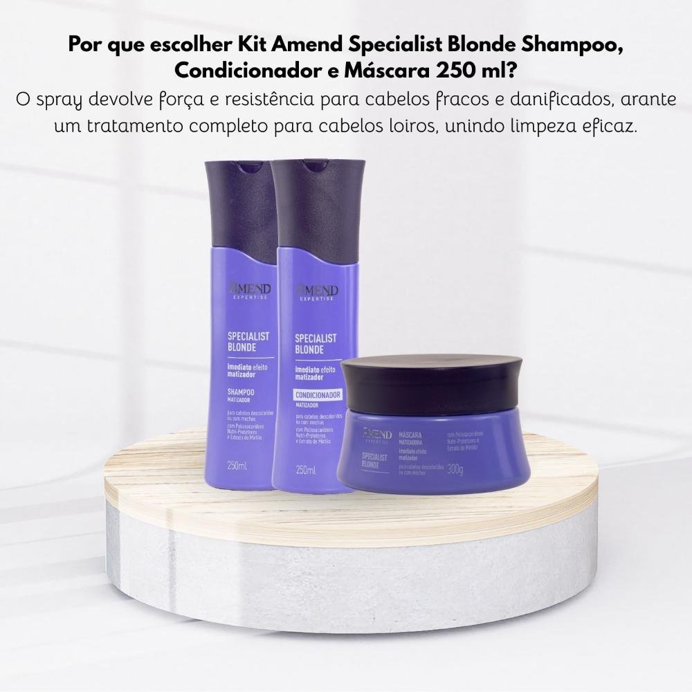 Kit Amend Specialist Blonde Shampoo Condicionador Mascara ÚNICO 7
