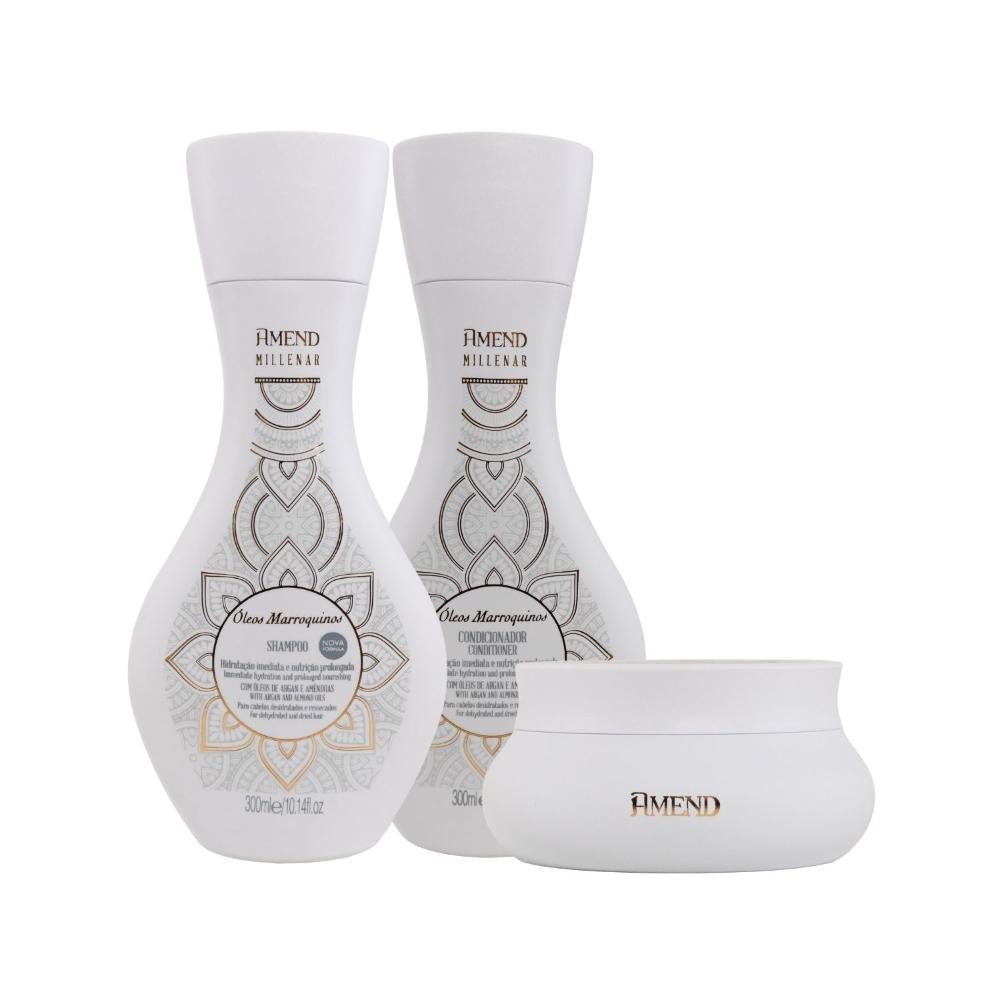 Kit Shampoo Condicionador Mascara Amend Oleo Marroquino