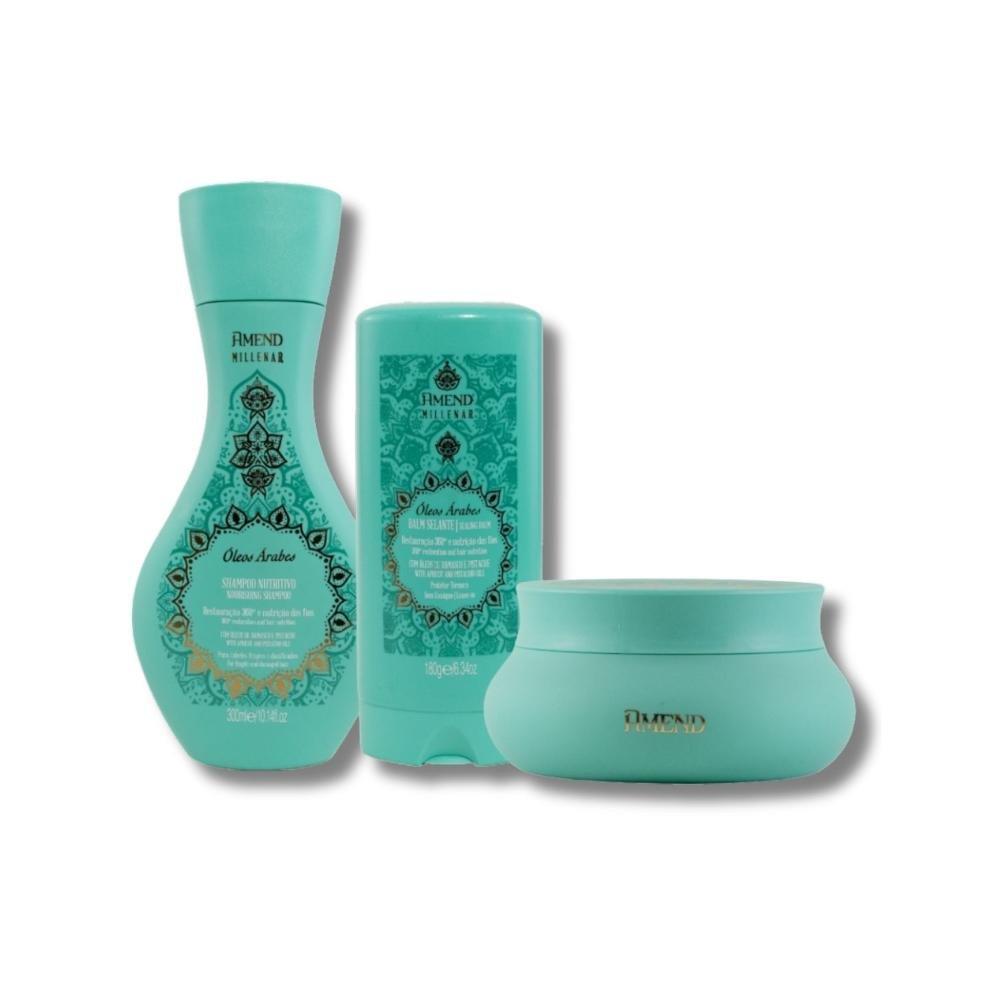 kit Amend Oleos Arabes Shampoo Mascara e Leave-in ÚNICO 6