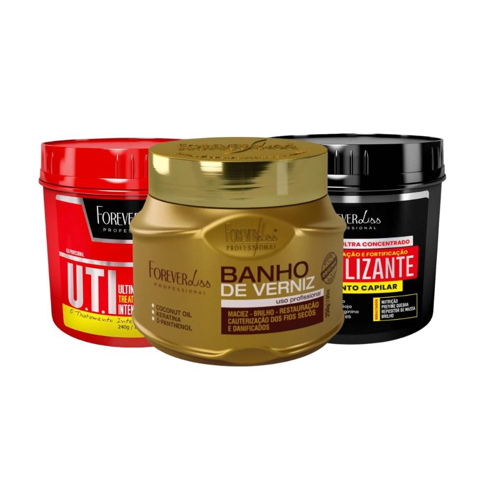 Kit Forever Liss Máscaras Verniz + UTI + Anabolizante 240g