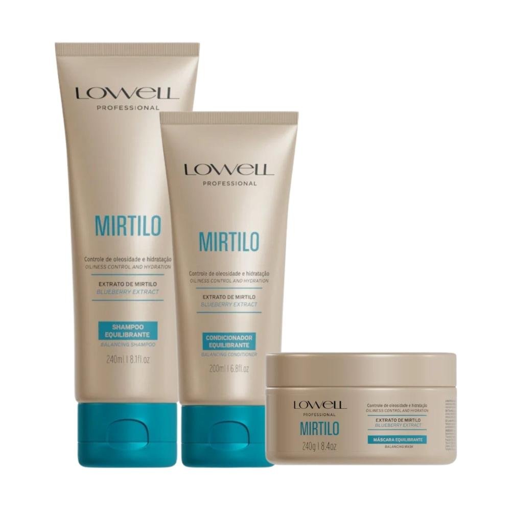 Kit Lowell Mirtilo Equilíbrio Shampoo Condicionador Máscara