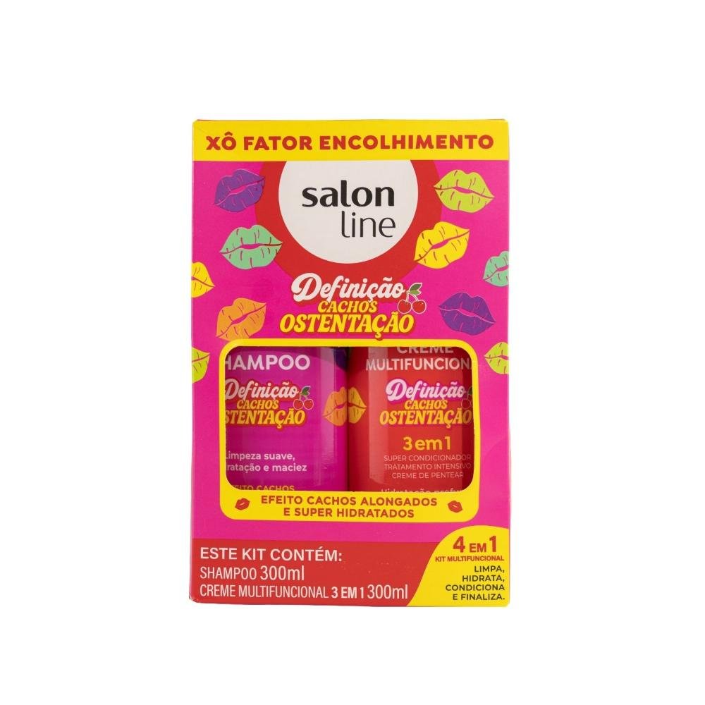 Kit Shampoo Creme Multi Salon Line Cachos Ostentação 300 ml