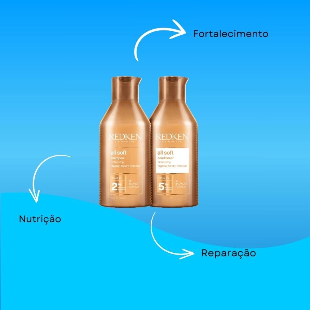 Kit Redken All Soft Shampoo 300 ml + Condicionador 300 ml ÚNICO 4
