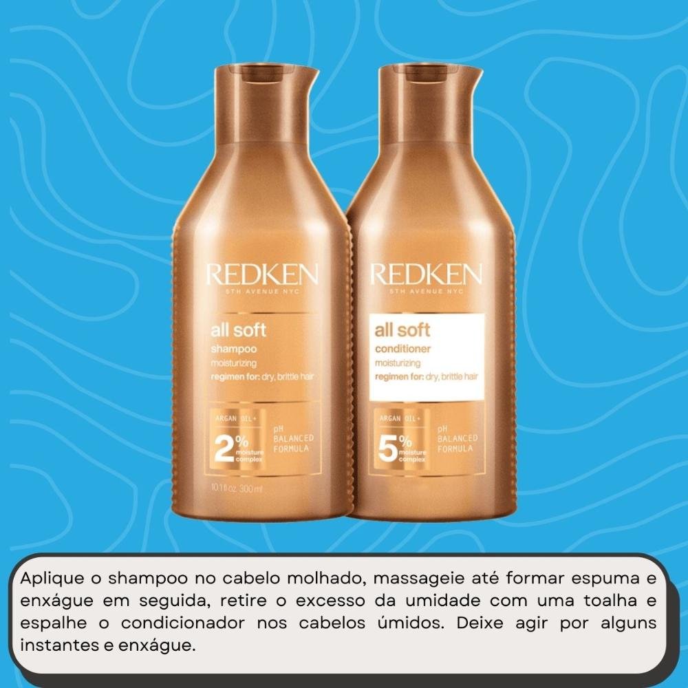 Kit Redken All Soft Shampoo 300 ml + Condicionador 300 ml ÚNICO 5