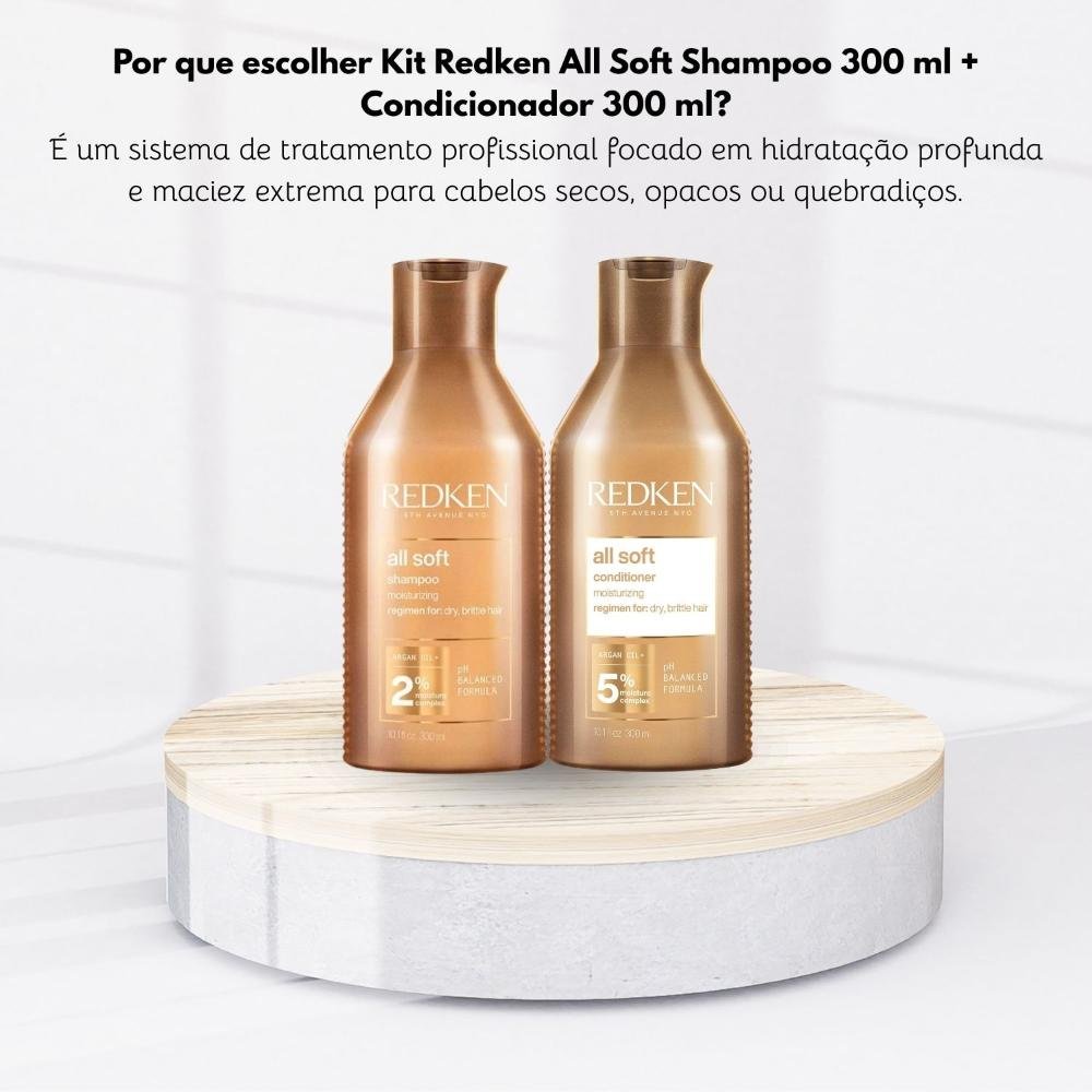 Kit Redken All Soft Shampoo 300 ml + Condicionador 300 ml ÚNICO 6