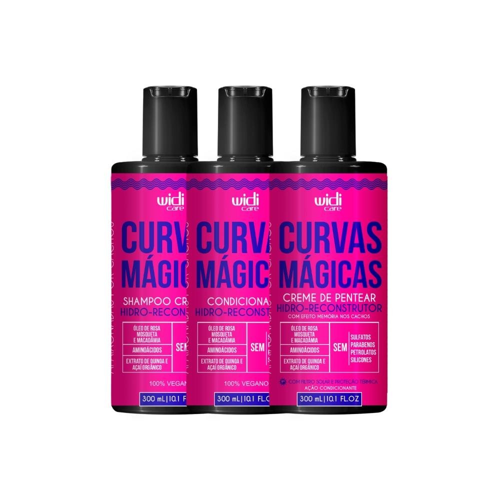 Kit Shampoo Condicionador e Creme para Pentear Widi Care Curvas Mágicas