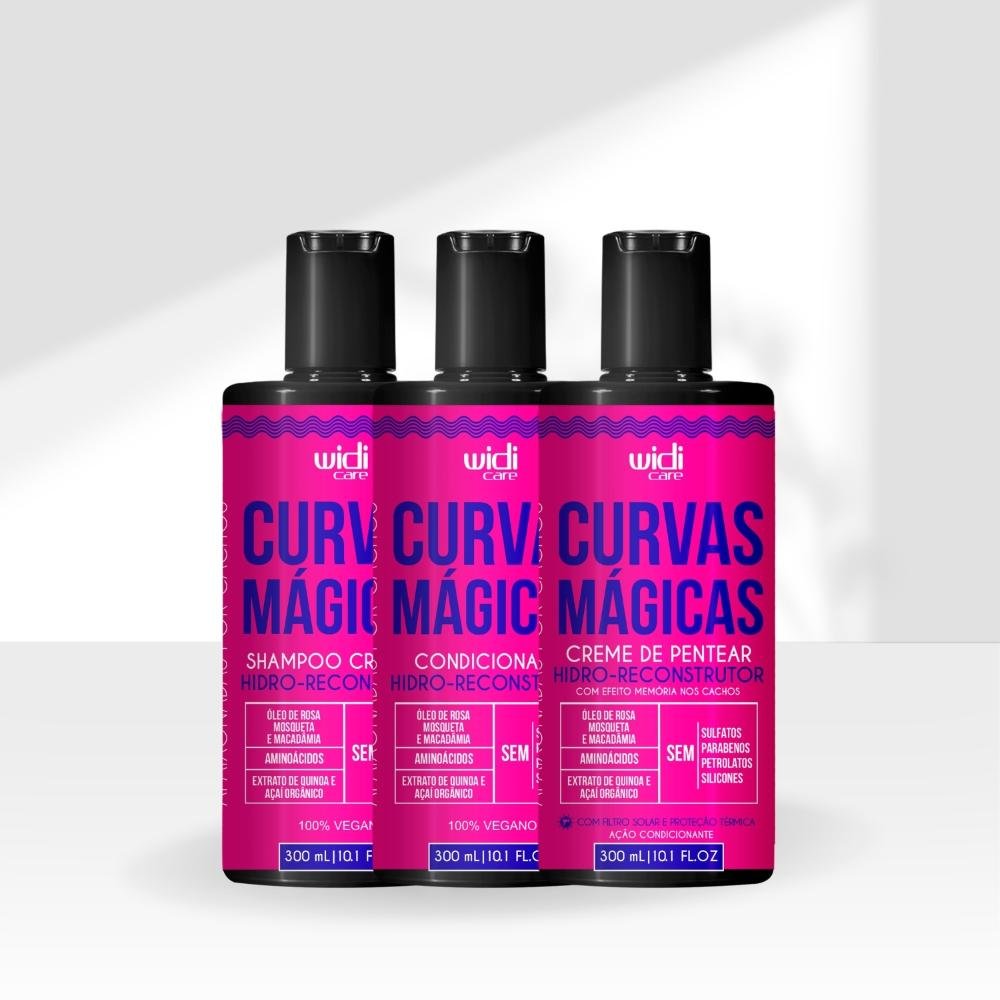 Kit Shampoo Condicionador e Creme para Pentear Widi Care Curvas Mágicas ÚNICO 5