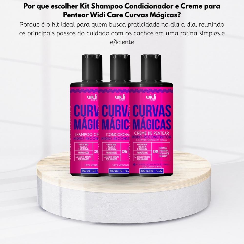 Kit Shampoo Condicionador e Creme para Pentear Widi Care Curvas Mágicas ÚNICO 6