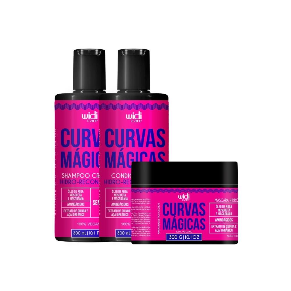 Kit Shampoo Condicionador e Máscara Widi Care Curvas Mágicas