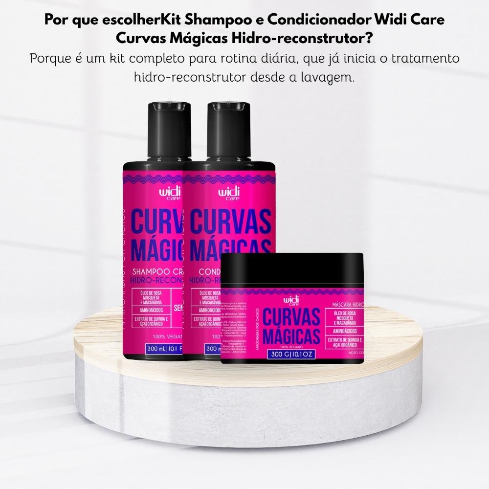 Kit Shampoo Condicionador e Máscara Widi Care Curvas Mágicas ÚNICO 6