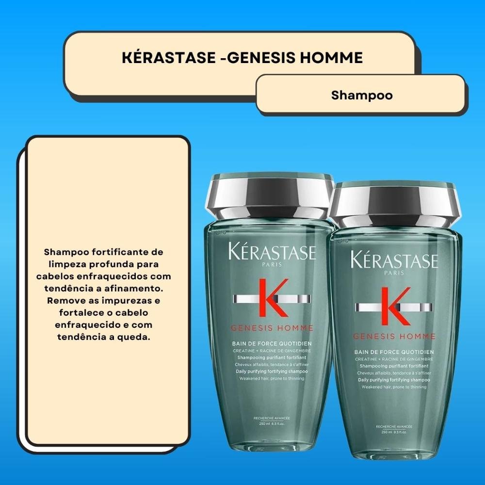 Kit Kérastase Genesis Homme Bain Force 2 Shampoo 250 ml ÚNICO 3