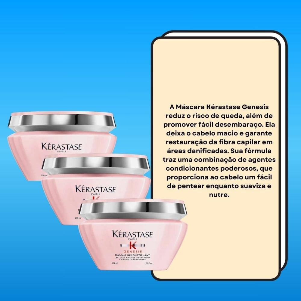 Kit Kérastase Genesis Masque Reconstituant 3 Máscaras 200 ml ÚNICO 3