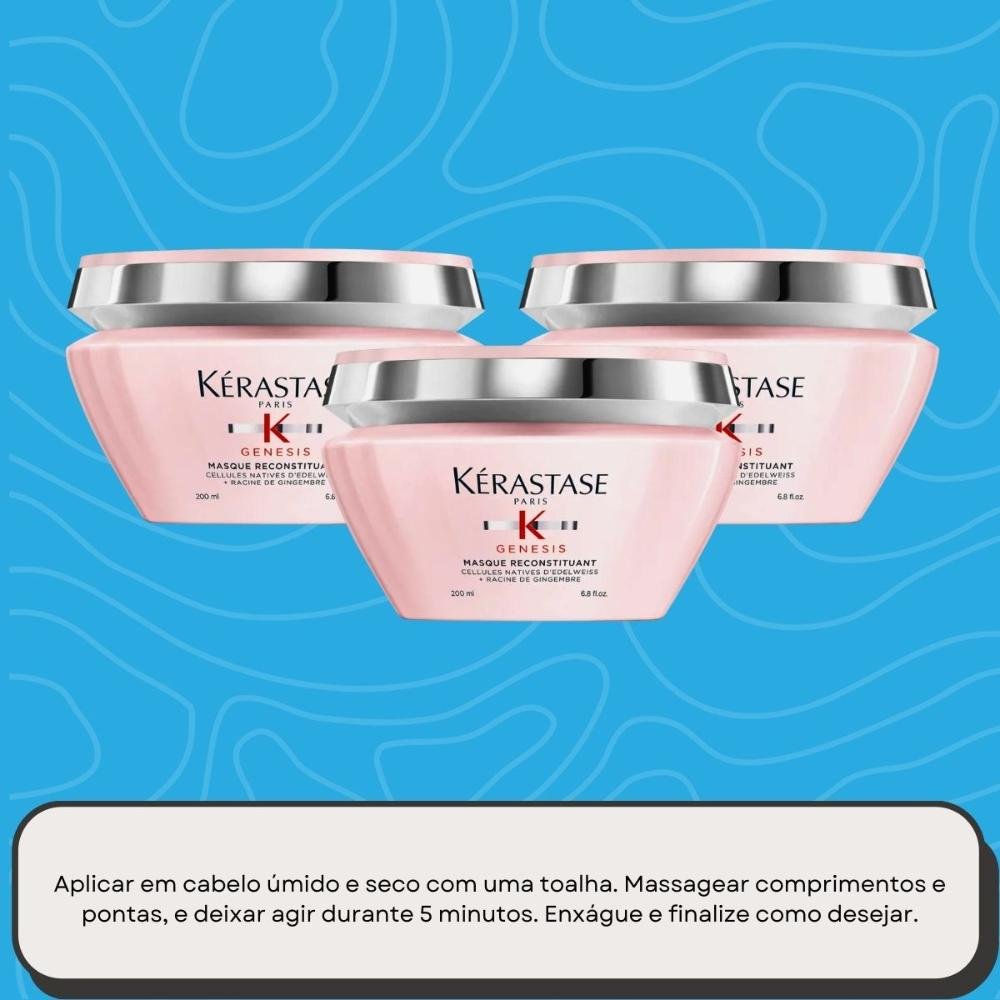 Kit Kérastase Genesis Masque Reconstituant 3 Máscaras 200 ml ÚNICO 5
