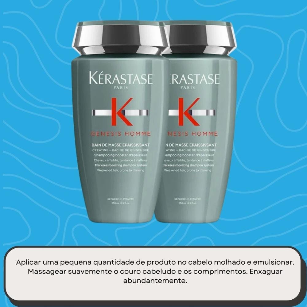 Kit Kérastase Genesis Homme Bain Masse 2 Shampoo 250 ml ÚNICO 5