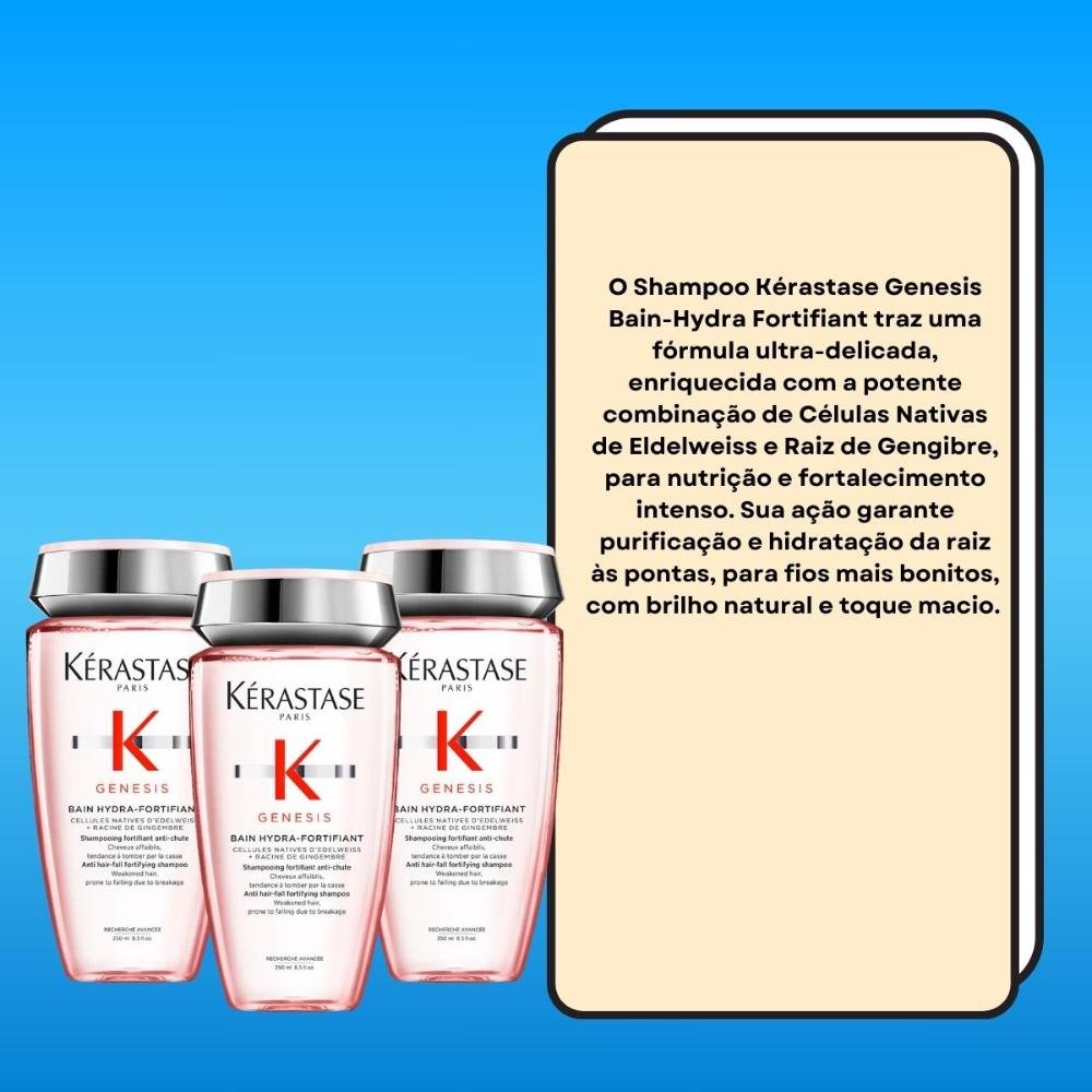 Kit Kérastase Genesis Bain-Hydra Fortifiant 3 Shampoo 250 ml ÚNICO 3