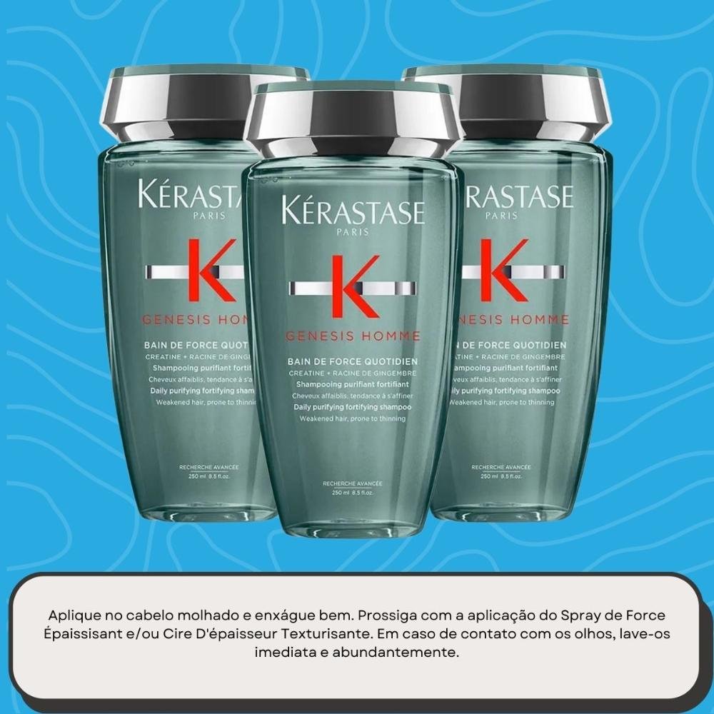 Kit Kérastase Genesis Homme Bain Force 3 Shampoo 250 ml ÚNICO 5