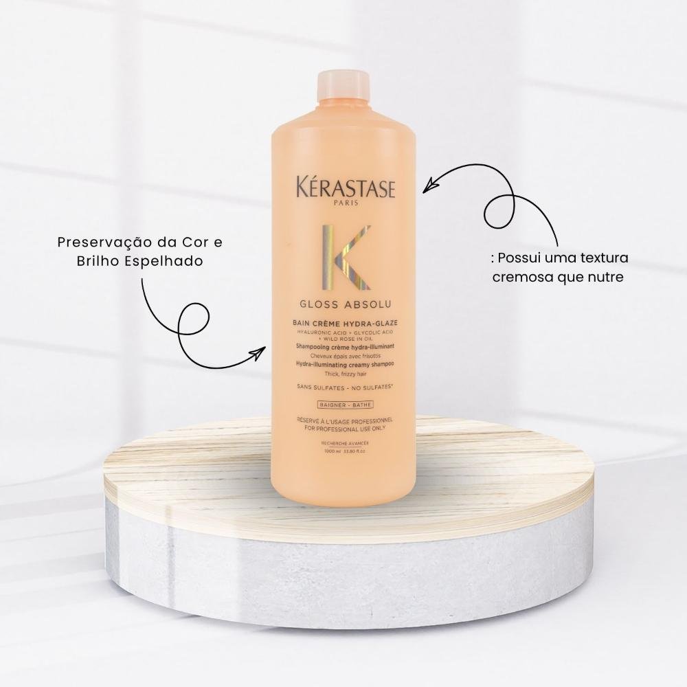 Shampoo Kérastase Gloss Absolu Bain Crème Hydra Glaze Brilho Cabelos 1 L 1L 2