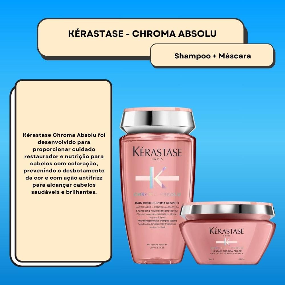 Kit Kérastase Chroma Absolu Shampoo 250 ml e Máscara 200 ml ÚNICO 2