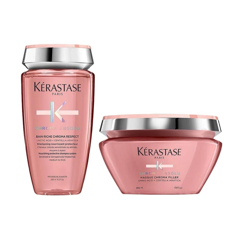 Kérastase CHROMA ABSOLU シャンプー＆トリートメントセット Kit Kérastase Chroma Absolu Shampoo 250 ml e Máscara 200 ml ÚNICO