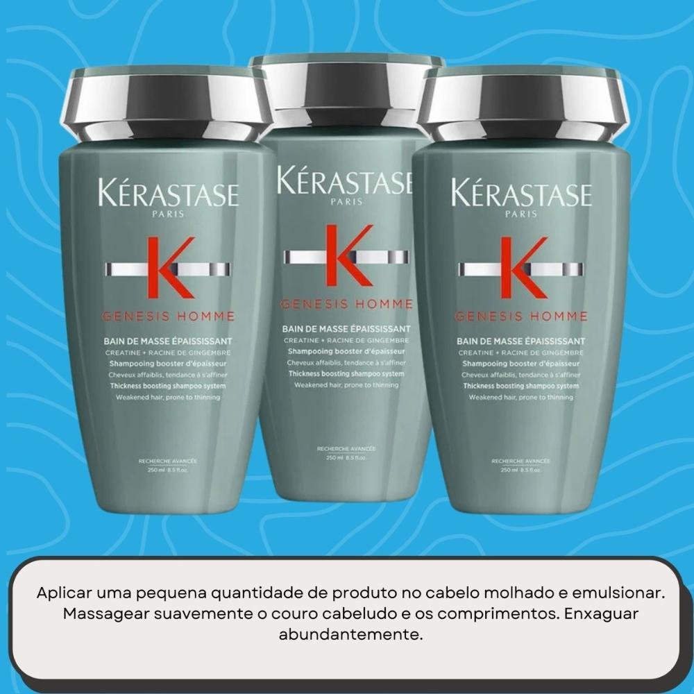 Kit Kérastase Genesis Homme Bain Masse 3 Shampoo 250 ml ÚNICO 5