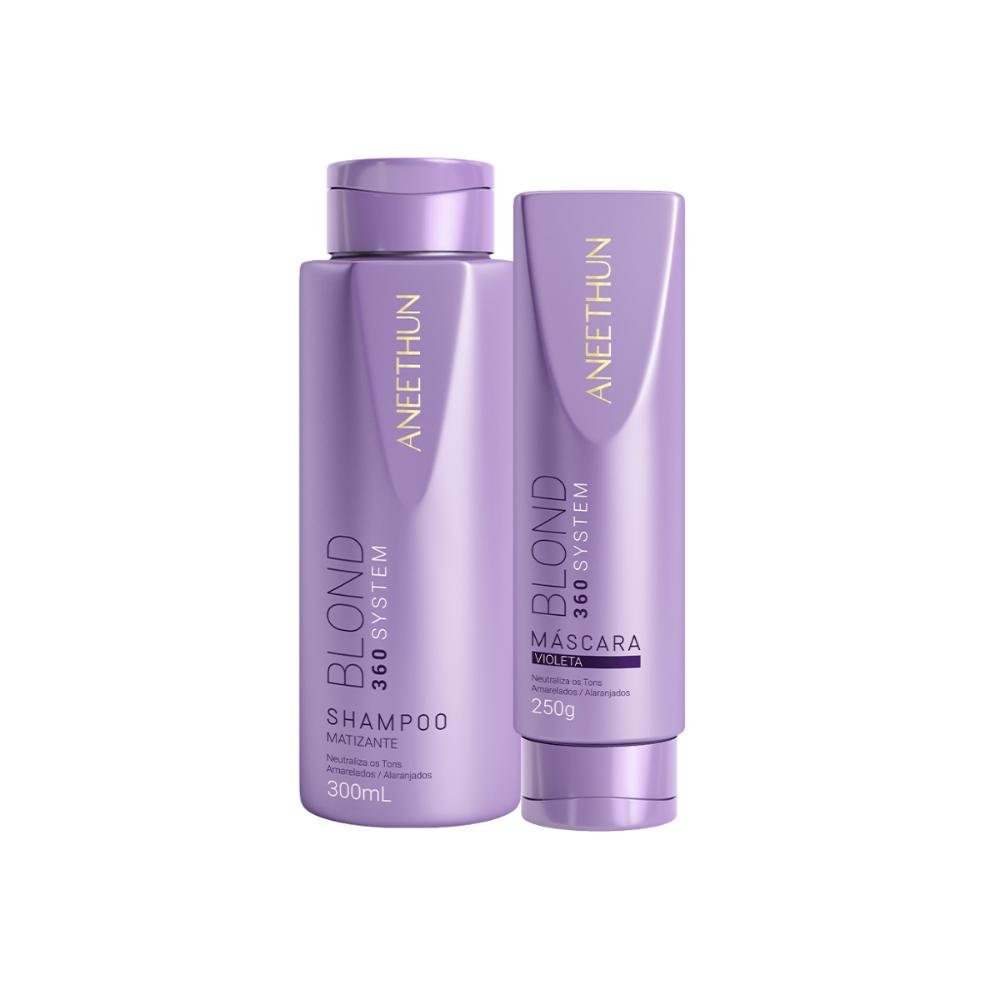 Kit Aneethun Blond 360 Matizador Shampoo 300g + Máscara Violeta 250g
