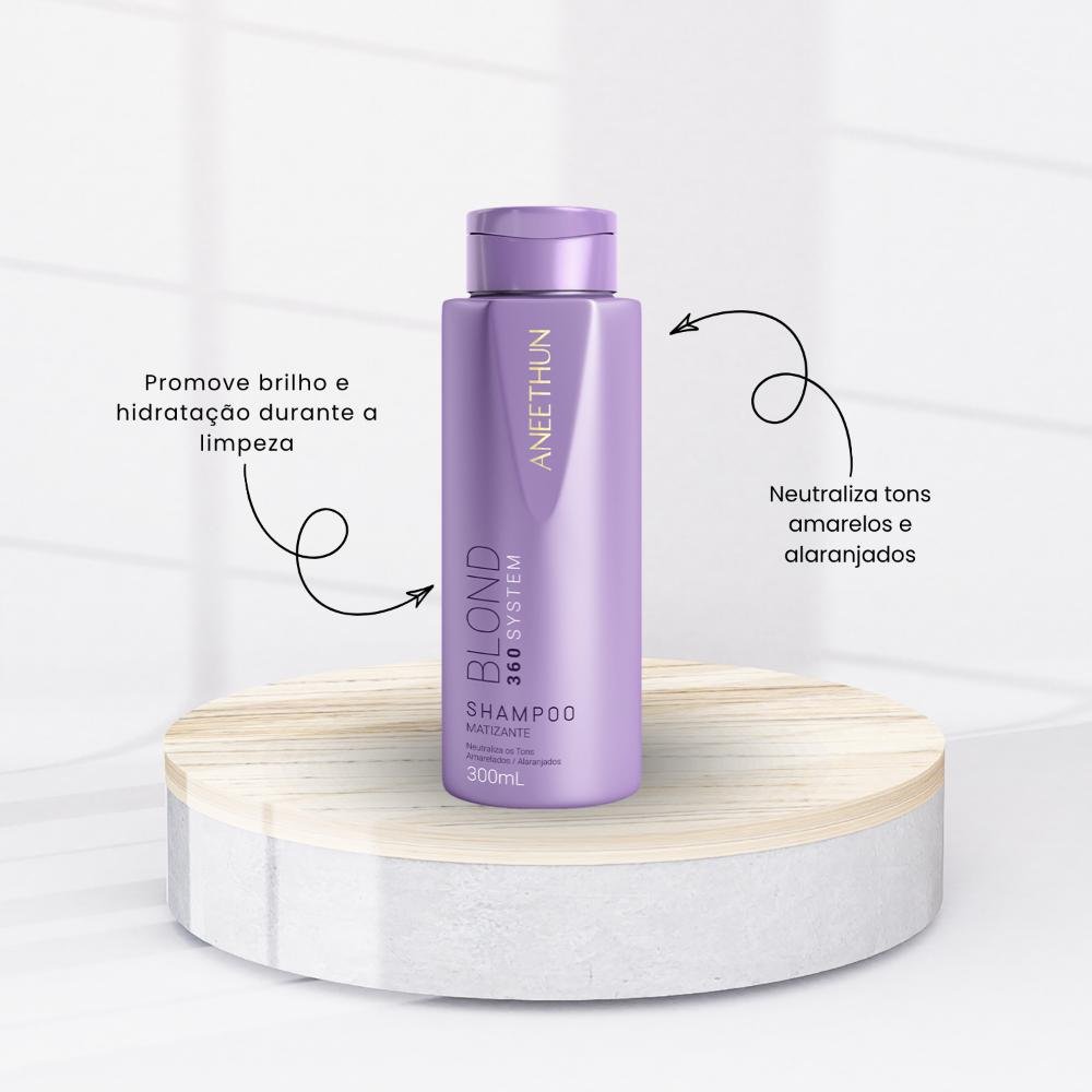 Kit Aneethun Blond 360 Matizador Shampoo 300g + Máscara Cinza 250g ÚNICO 2