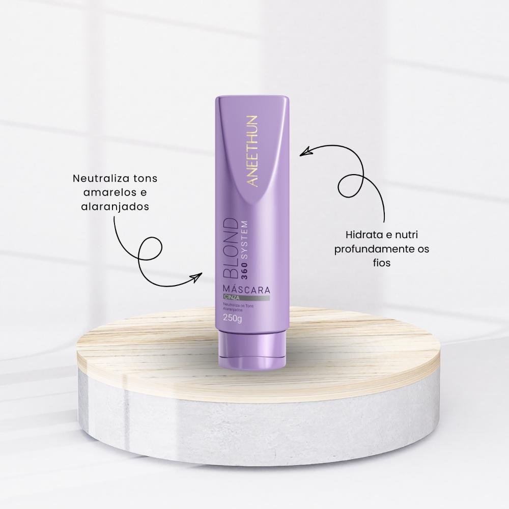 Kit Aneethun Blond 360 Matizador Shampoo 300g + Máscara Cinza 250g ÚNICO 3