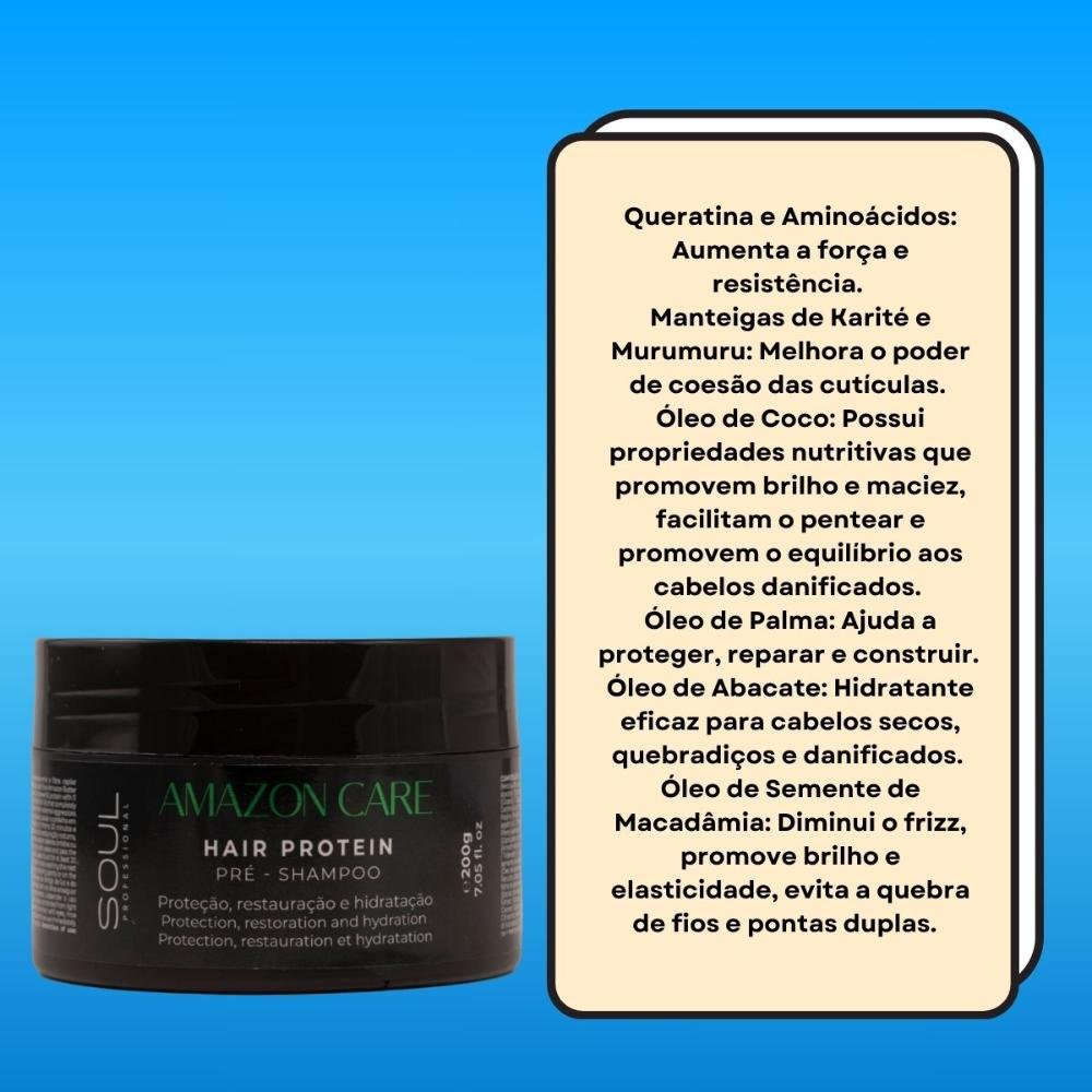 Máscara Soul Amazon Care Hair Protein Pré Shampoo 200 g 200g 3