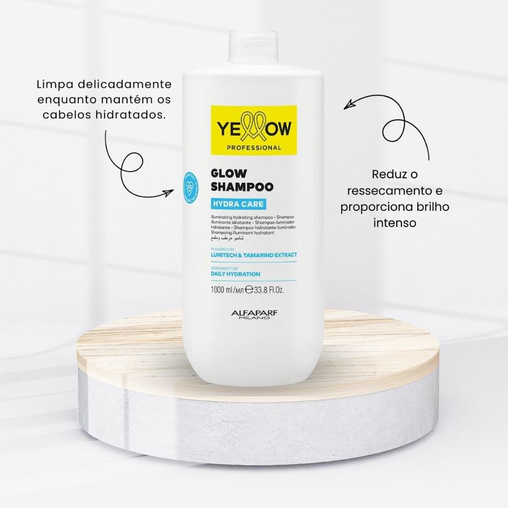 Shampoo Yellow Hydra Care Glow Hidratante Capilar 1 L 1L 2