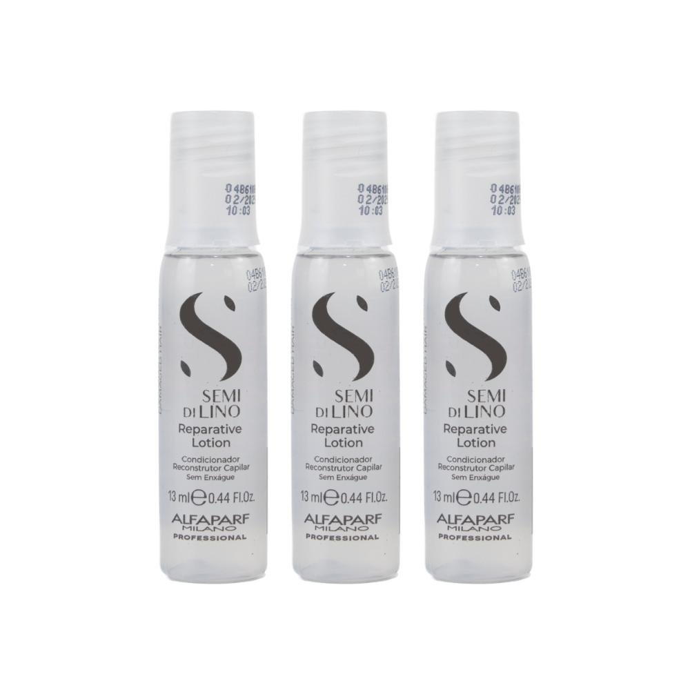 Kit Alfaparf Semi di Lino Reparative Lotion Ampolas 3x13ml