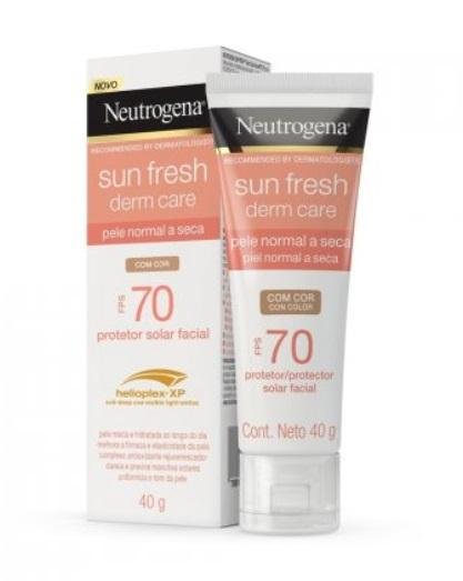 Neutrogena Sun Fresh Derm Care Protetor Solar Facial Com Cor FPS70 40g Bege 1