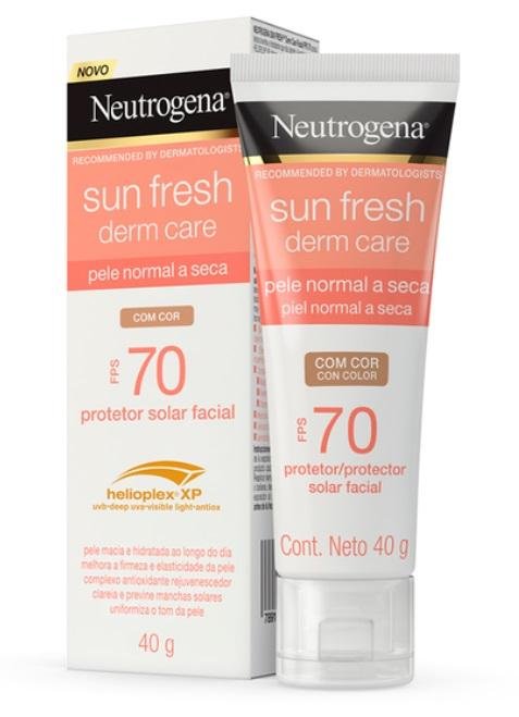 Neutrogena Sun Fresh Derm Care Protetor Solar Facial Com Cor FPS70 40g Bege 3