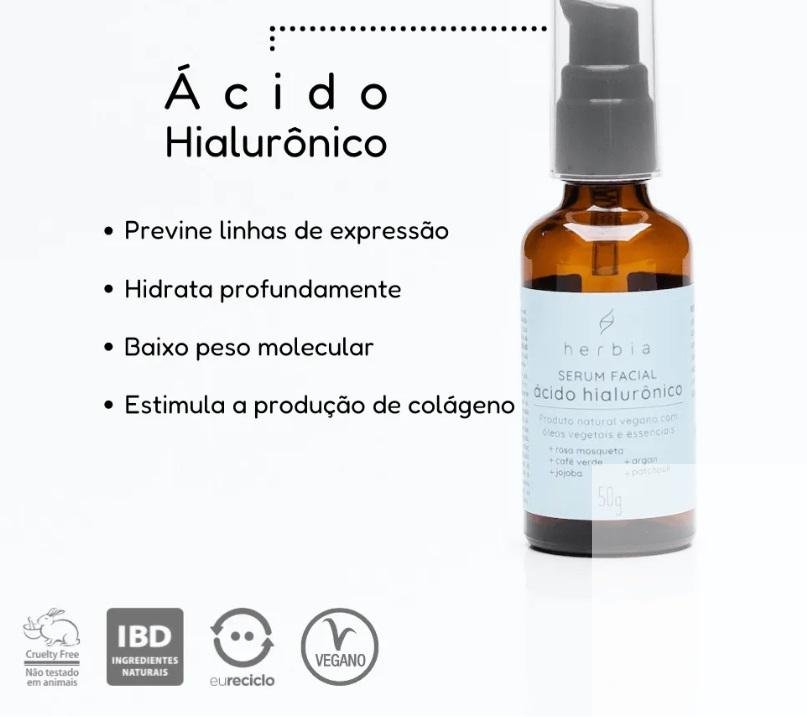 Serum Facial Acido Hialuronico Herbia 50g 50g 3