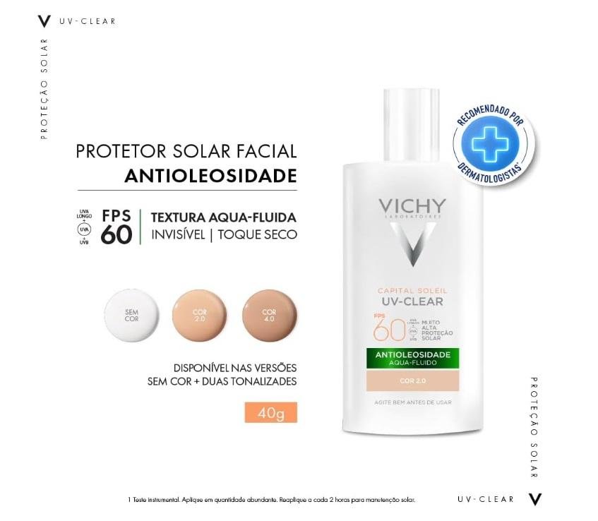 Vichy Capital Soleil Uv-Clear Protetor Solar 2.0 FPS60 40g Cor 2.0 4