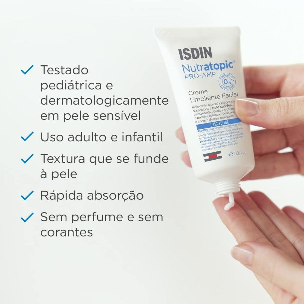 Creme Emoliente Facial Isdin - Nutratopic Pro-AMP 50,5g 5g 5