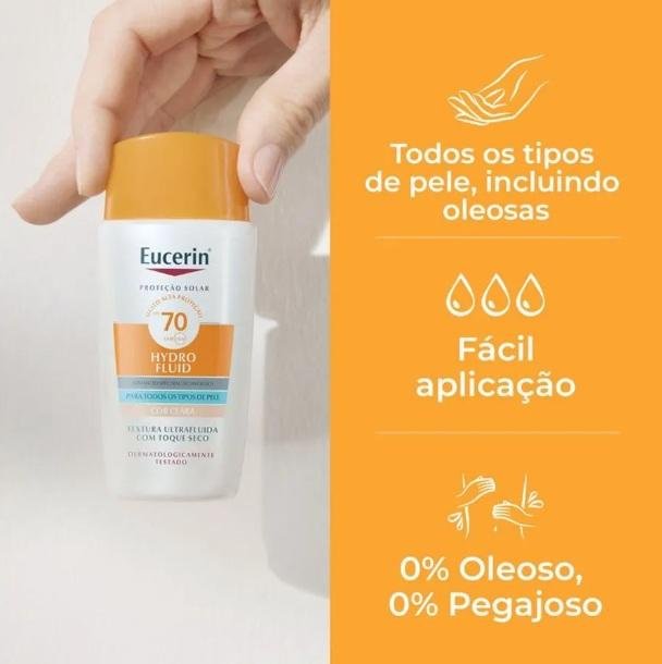 Eucerin Hydro Fluid FPS70 Protetor Solar Cor Clara 50ml Cor Clara 3