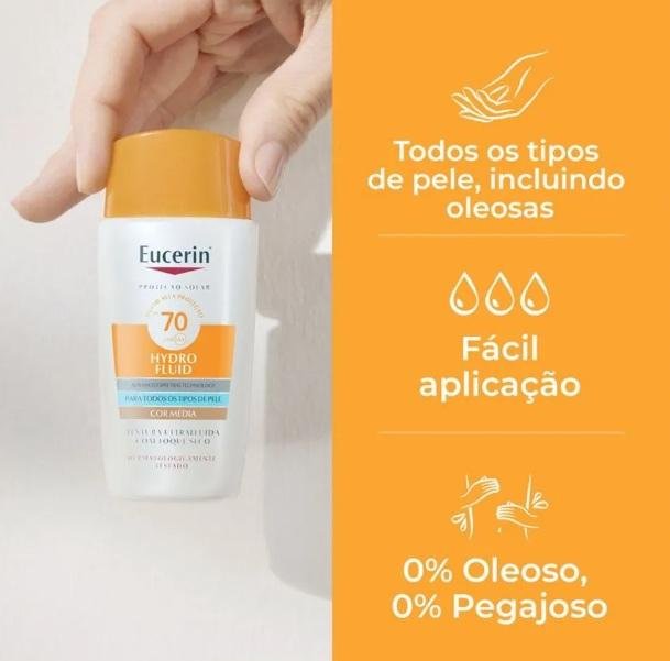 Eucerin Hydro Fluid FPS70 Protetor Solar Cor Média 50ml Cor Média 3