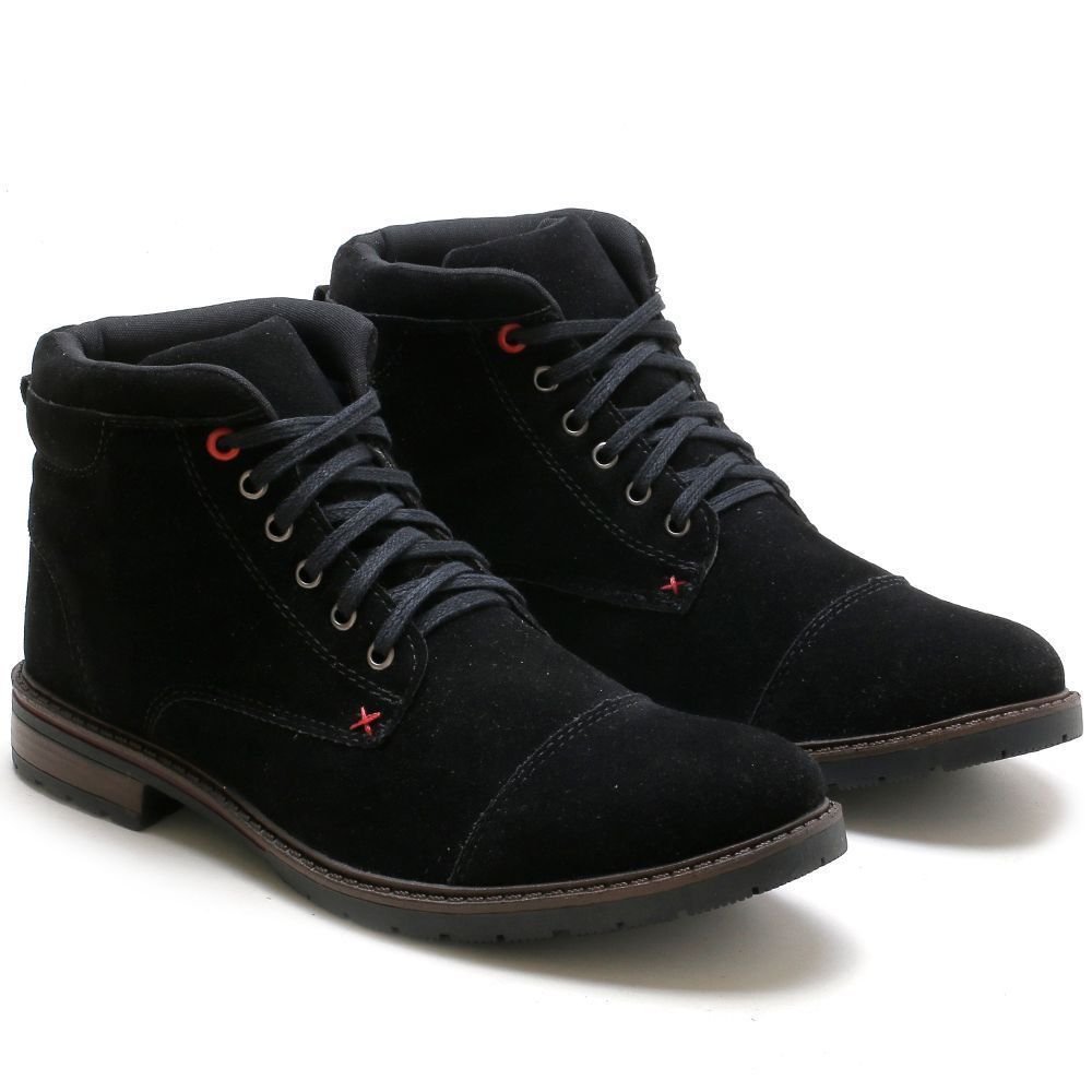 Bota Masculina Casual Bredeni Coturno Cano Baixo Camurça Confortável Macio Cinza 2