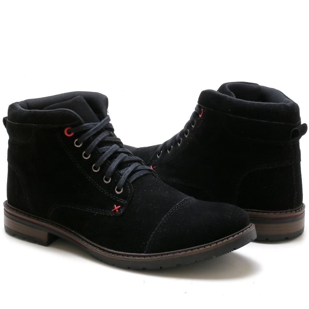 Bota Masculina Casual Bredeni Coturno Cano Baixo Camurça Confortável Macio Cinza 3