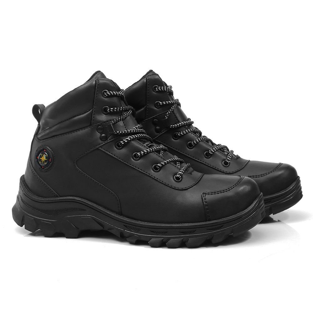 Bota Masculina Trakking Com Carteira Bredeni Coturno Estilo Adventure Confortavel Leve Preto 3