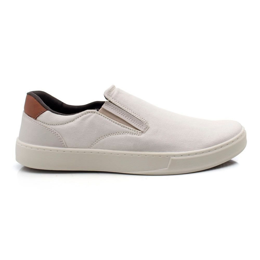 Sapatenis Slip on Masculino Bredeni Leve Confortável Moderno Dia Dia Bege 2