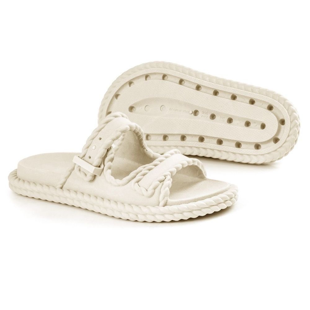 Sandália Papete Slide Anatômica Leve Macia Confortável Tira Ajustável Trançada Resistente Off White 4