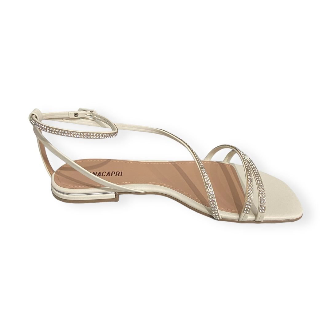 Sandalia Rasteira Tiras Finas Strass Anacapri Feminino Branco Branco 4