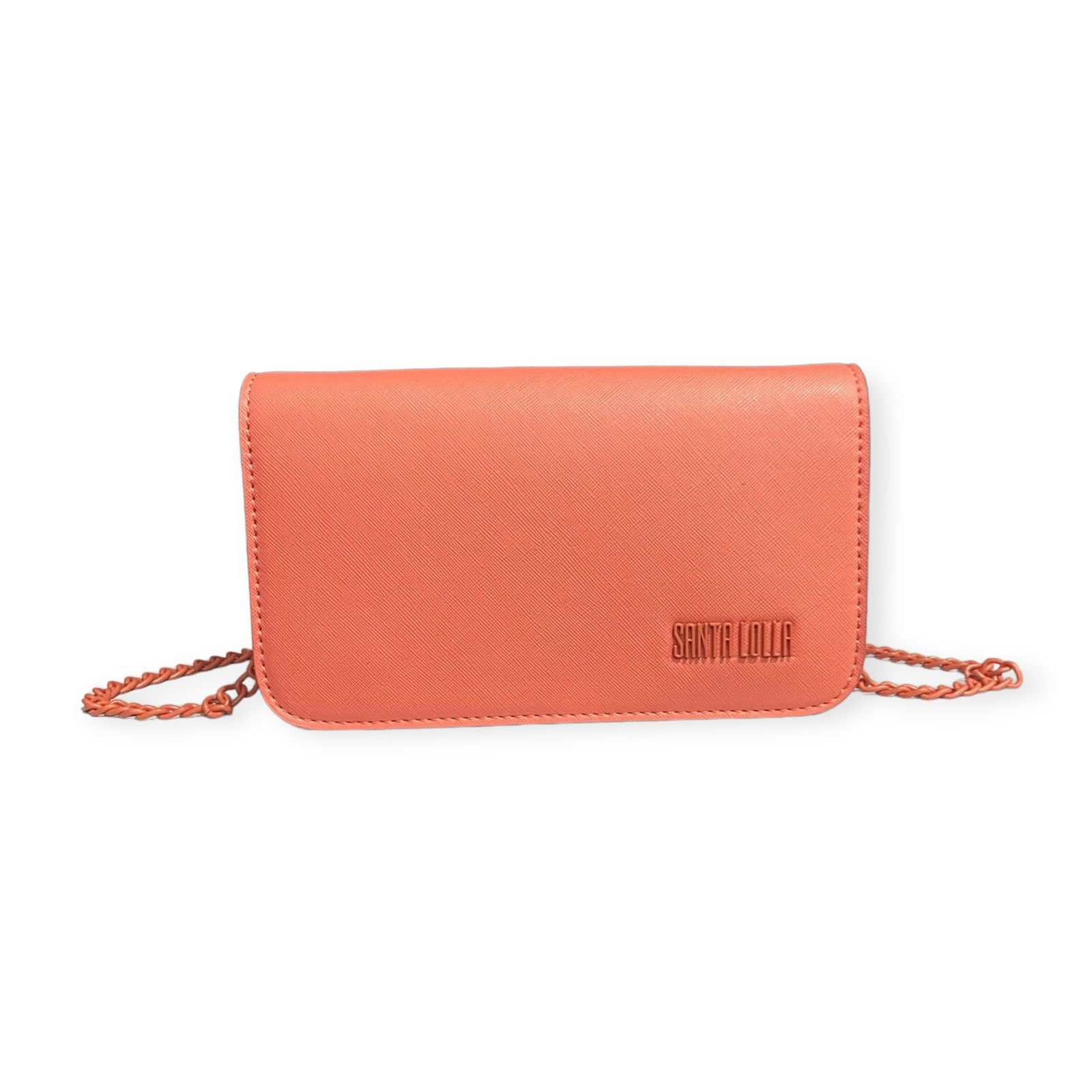 Bolsa Pequena Risco Alça Corrente Santa Lolla Feminino Laranja