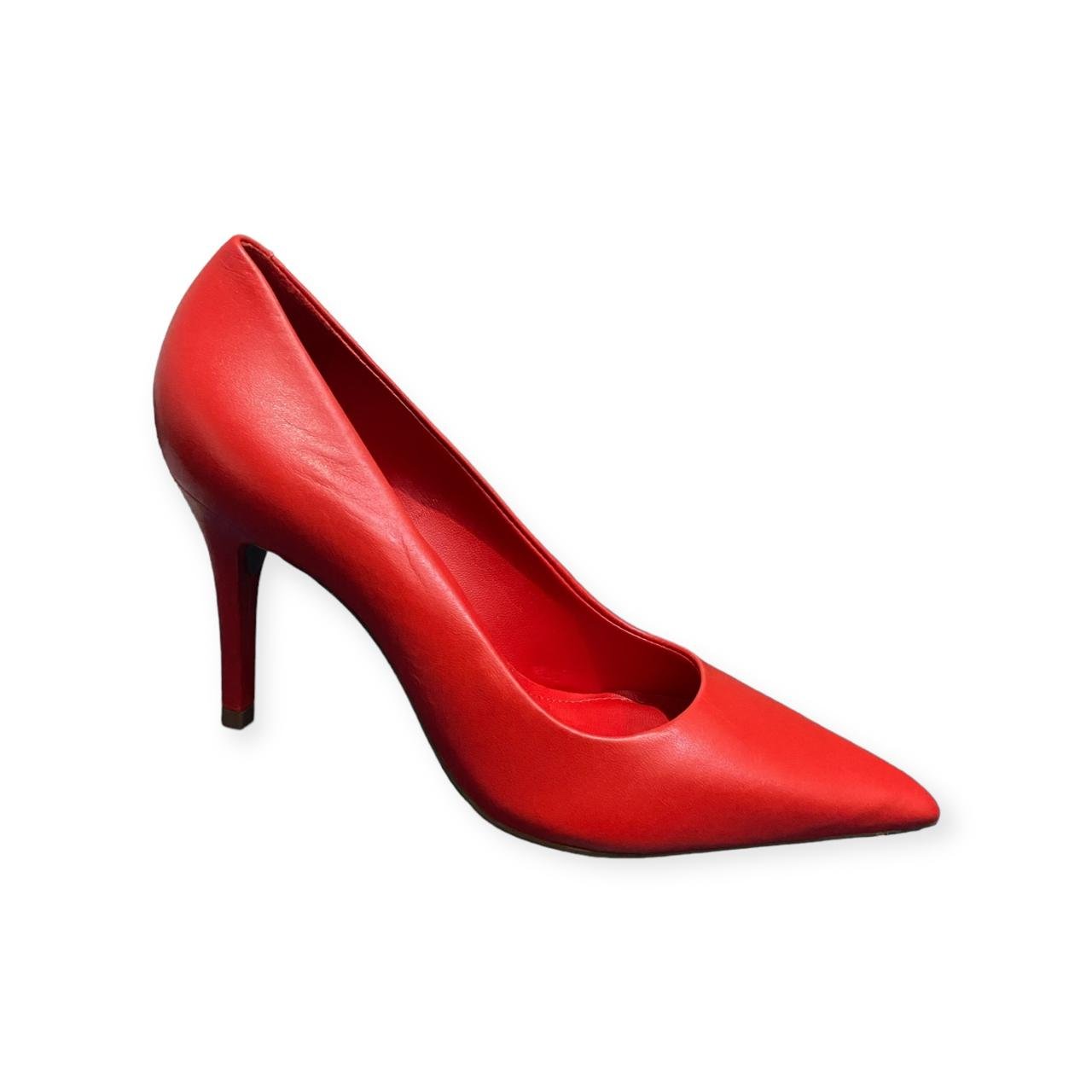 Scarpin Feminino Arezzo Couro  Salto Alto Bico Fino Vermelho