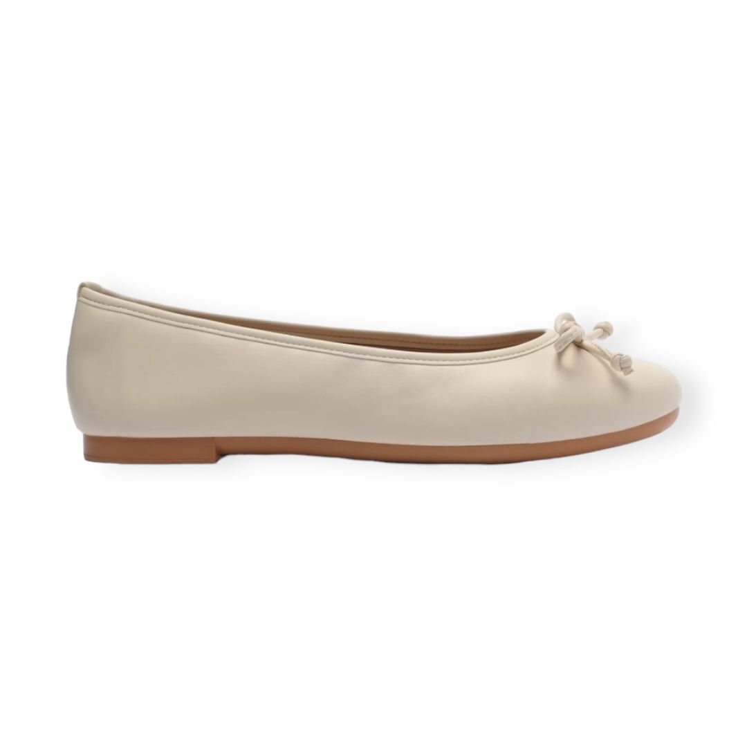 Sapatilha Feminina Anacapri Classic Laço Bico Redondo Creme Bege 1