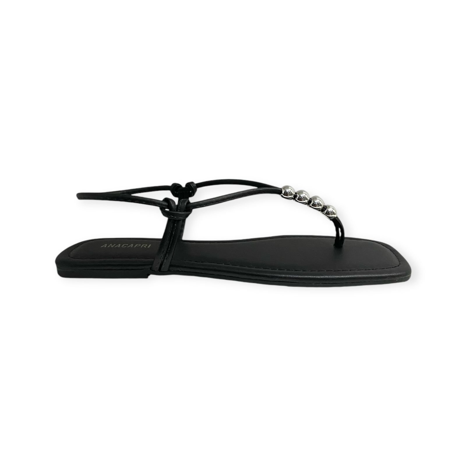 Sandalia Rasteira Feminina Anacapri Tiras Slim Bico Quadrado Preto Preto 1