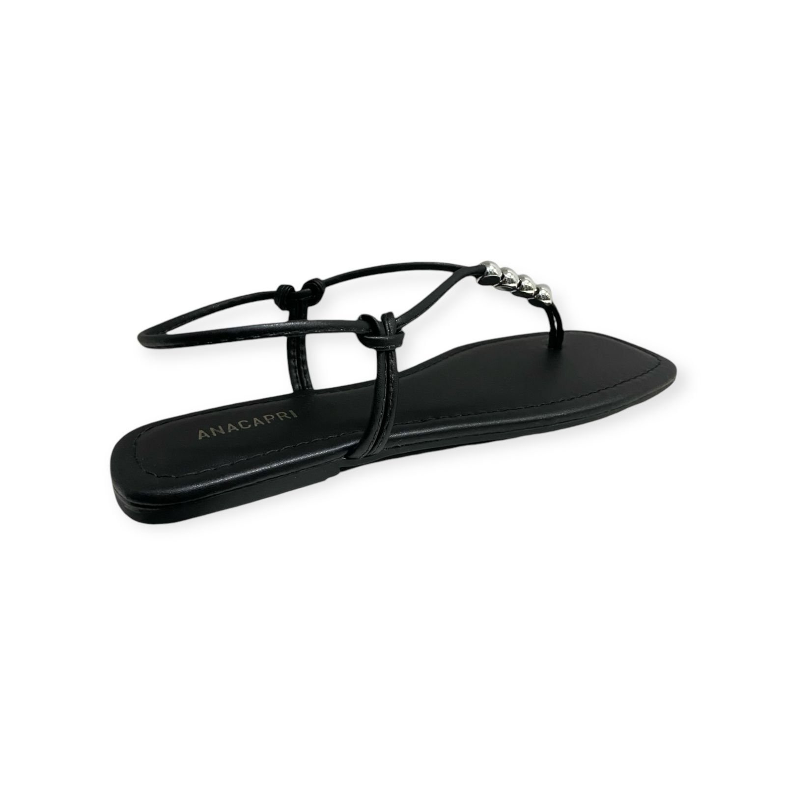 Sandalia Rasteira Feminina Anacapri Tiras Slim Bico Quadrado Preto Preto 5