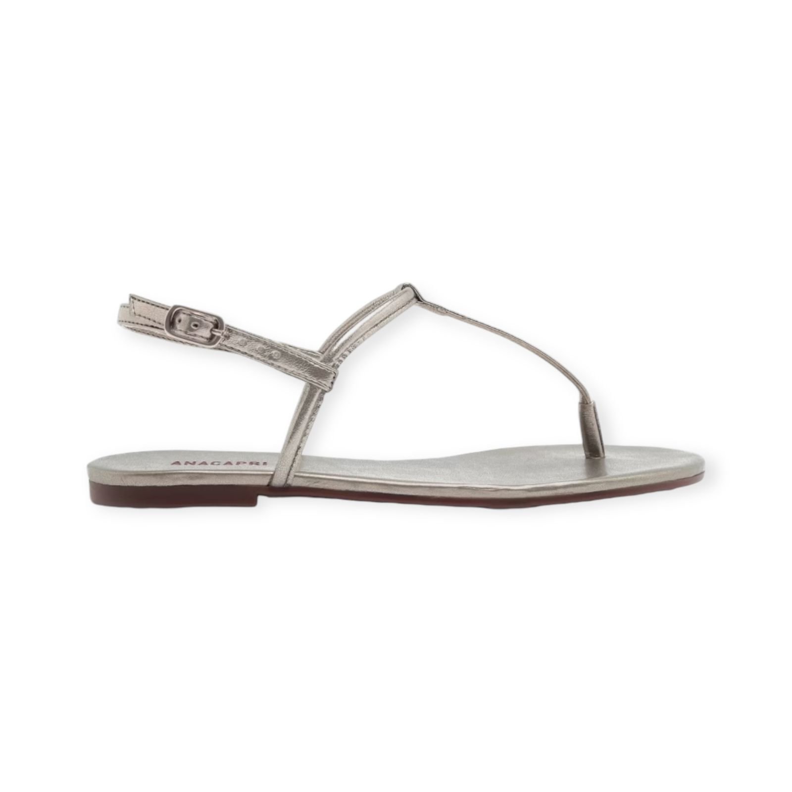 Sandalia Rasteira Feminina Anacapri Tiras Slim Prata Velha