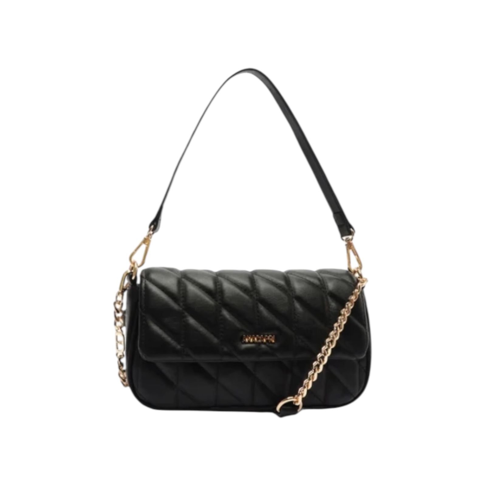 Bolsa Feminina Anacapri Metalasse Triangular Alça Dupla Pequena Preto Preto 1